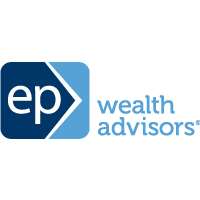 EP Wealth Advisors logo—blue and light-blue mark with 'ep' and a chevron, followed by 'wealth advisors' text (brand logo).