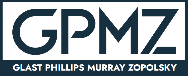 GPMZ logo with bold initials and the full name Glast Phillips Murray Zopolsky underneath the box border.