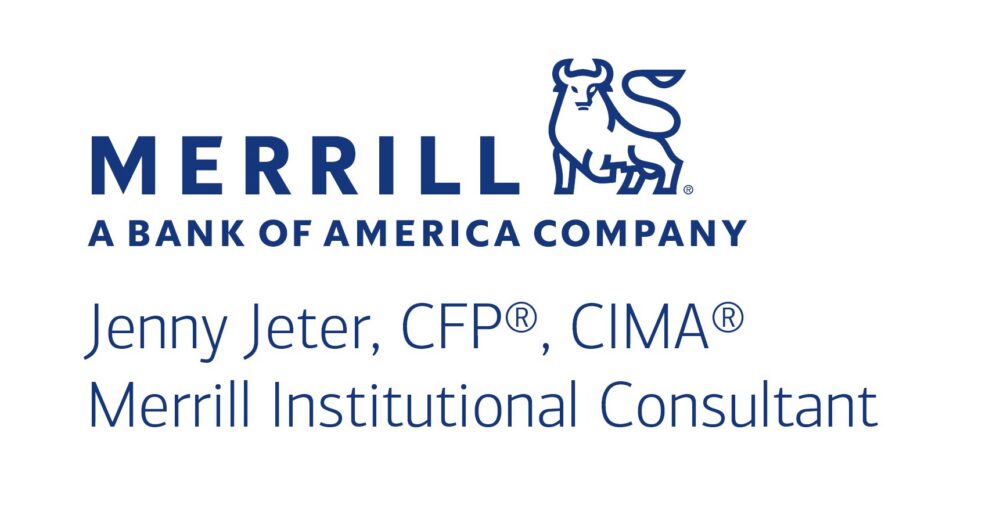 Merrill logo with bull icon and the text: Jenny Jeter, CFP®, CIMA®, Merrill Institutional Consultant