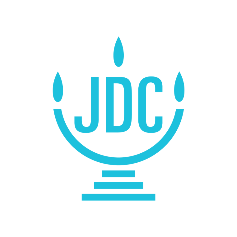 JDC logo: turquoise lightbulb outline with three water droplets and a stepped base, forming the brand mark